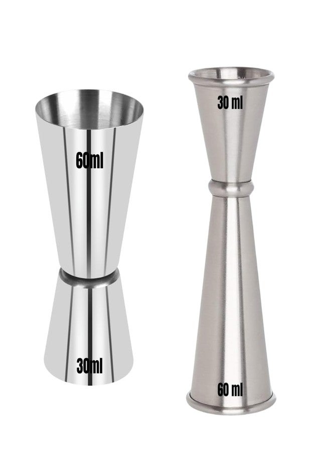 MAXONIC Double Sided Cocktail Jigger Set, 30ml/60ml Stainless Steel Peg Measurer, Damru and Tall Design Set of 2 (Combo 3) - Image 1